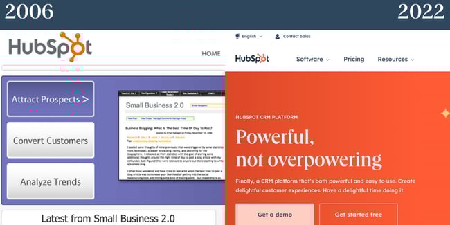 Nostalgic websites: ̽ѡ in 2006 is shown next to ̽ѡ's homepage in 2022.