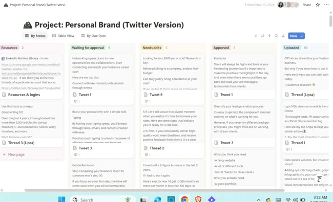 notion kanban view, social media management through notion