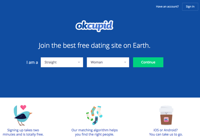 Exemplo do OKCupid
