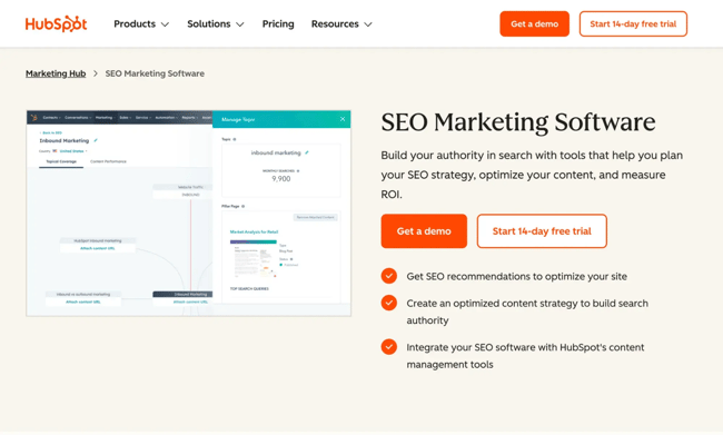 on page SEO, HubSpot marketing software optimizes websites for on page seo and LLMs