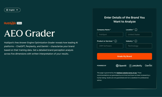 on page seo, free hubspot aeo grader reveals how llms perceive your brand after on-page seo fixes