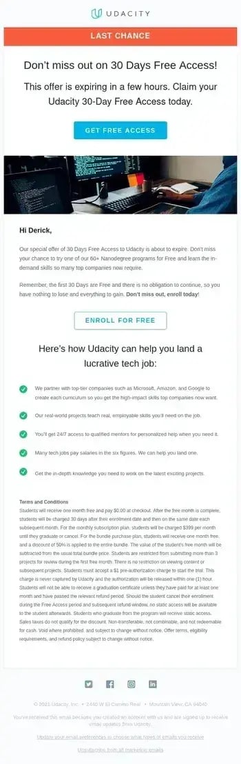 onboarding email example from udacity