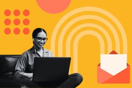 woman creating onboarding email template