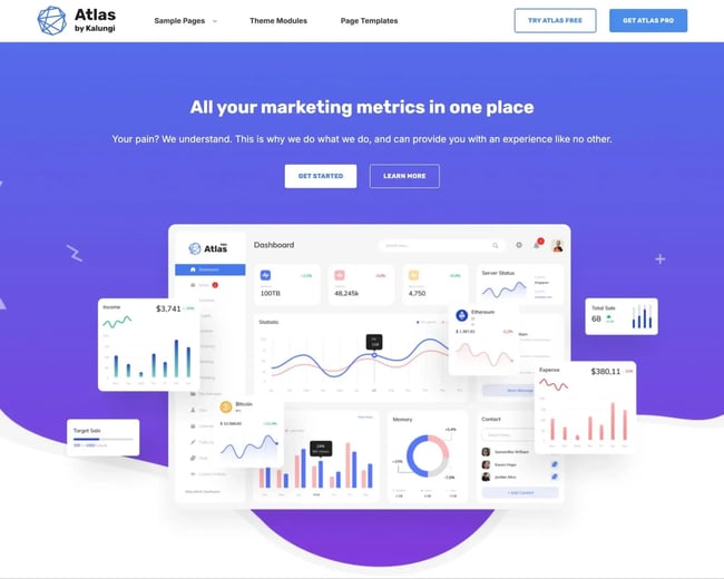 one of the three homepage templates in the atlas free simple website template