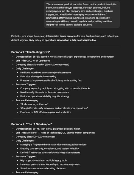 how to train chatgpt: buyer personas generated by gpt, gpt descriptions