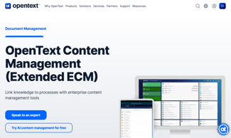 opentext content management extended ecm dashboard showing unified content repository and process integration views