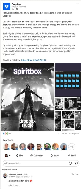 organic marketing example, LinkedIn