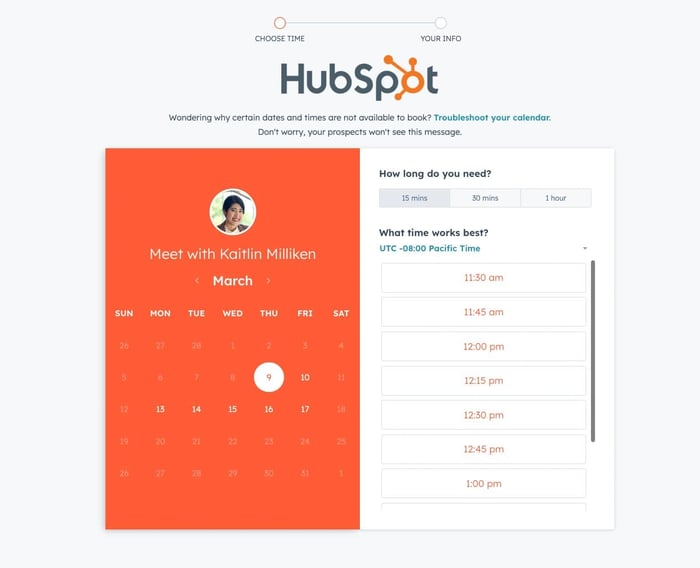 sales tactics 101, use a meeting scheduler like hubspot¡¯s meeting booker