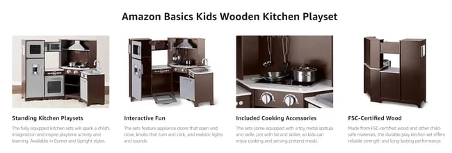 Product details about materials, accessories, and benefits