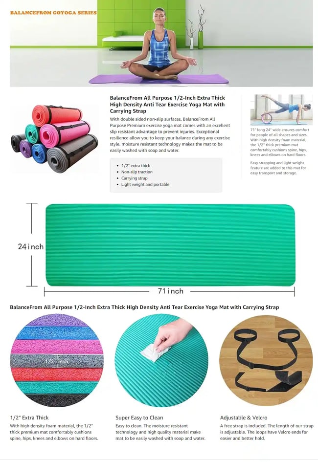 Section with features, sizes and perks