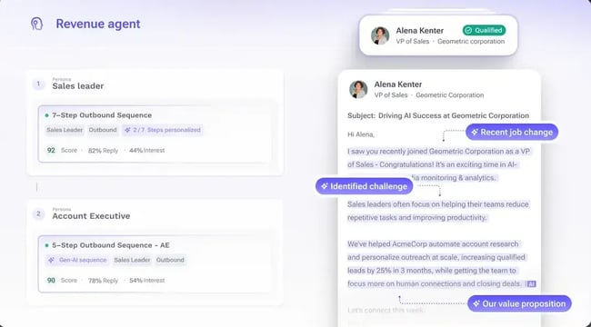 outreach dashboard showing ai workflow automation tools for outbound sequences and personalized email generation.