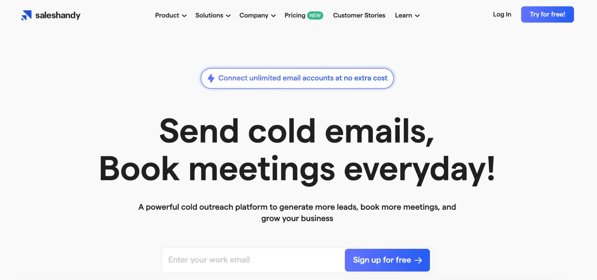 a screenshot of the SalesHandy homepage