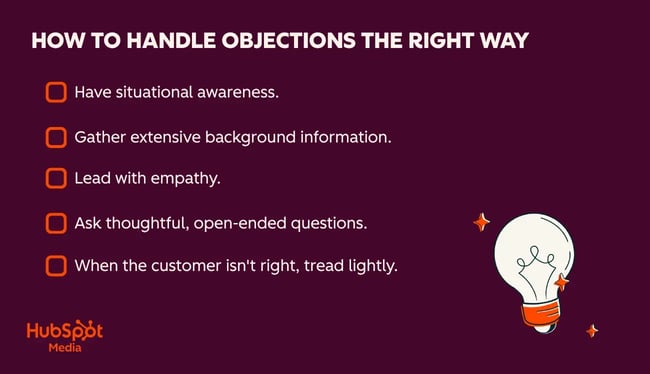 overcoming objections, how to handle objections the right way checklist