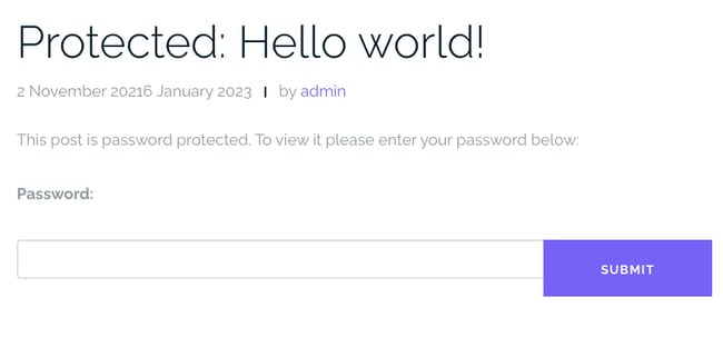 password protect wordpress: password protected post