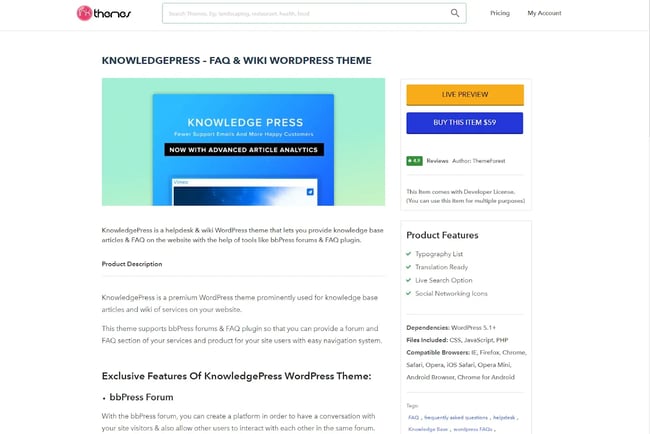 Great WordPress Forum Themes: Knowledge Press