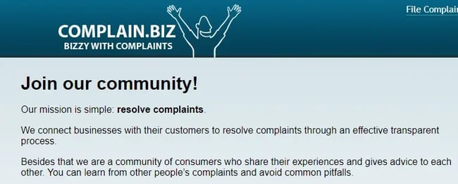 personalized marketing examples, Complaint biz product page