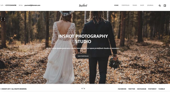 photography website templates, Inshot