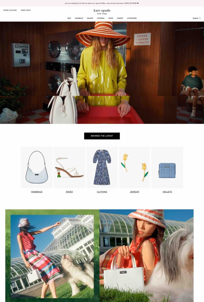 Kate Spades website is an example of pink and green pairings to give a luxury feel.