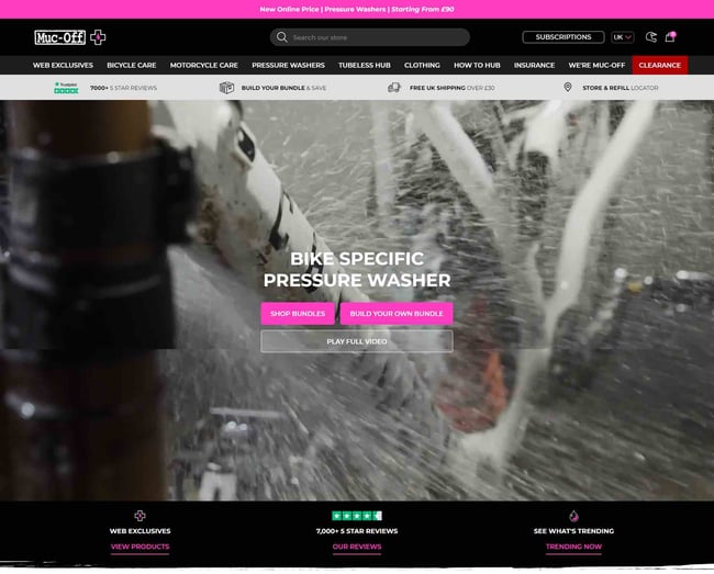 Muc Offs website is an example of how brands can use pink to stand out.