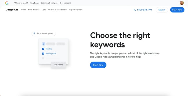 ppc tools, google keyword planner screenshot