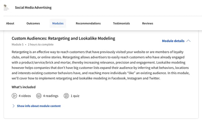 University of Colorado Boulder Social Media Advertising Course