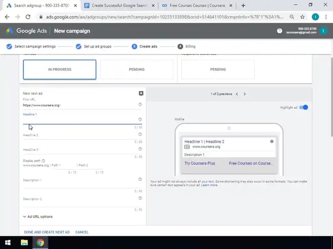 Coursera Google Ads Beginner Course