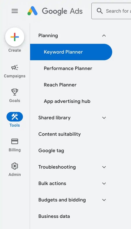 Access keyword planner.