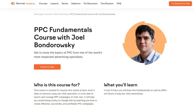  Image of Semrushs PPC fundamentals course