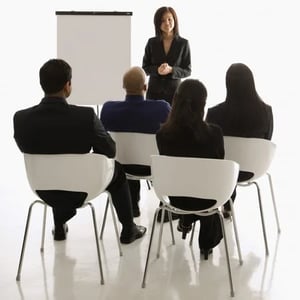 marketer presenting to group