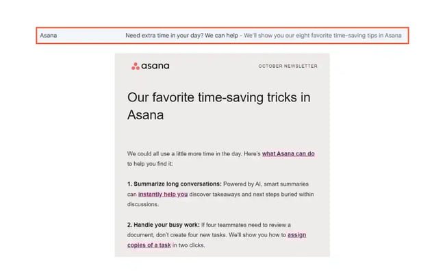 Asana preview text examples