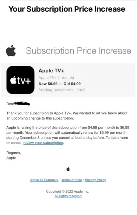 price increase letter example: disney plus