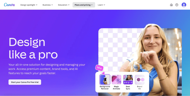 pro landing page, canva