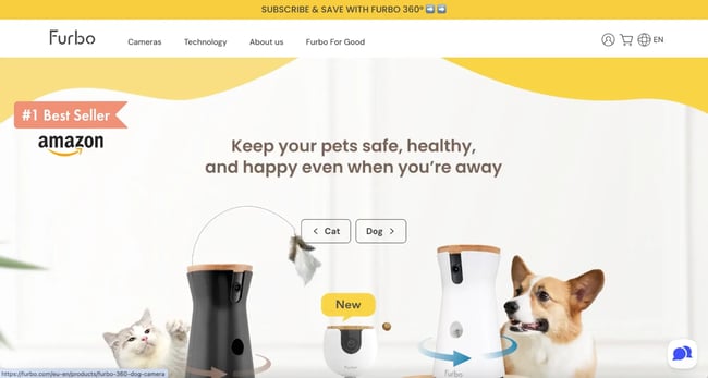 product landing page, furbo
