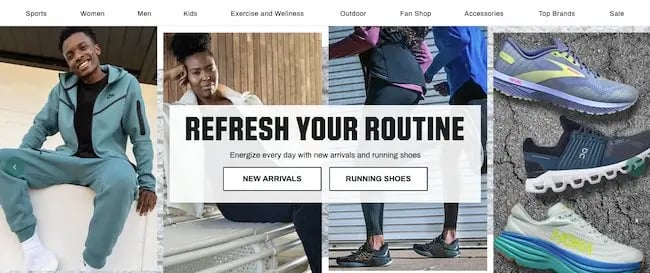 Product categories examples: Dicks Sporting Goods