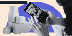 Hände, die mit einem Smartphone Produkte fotografieren für bevorstehende Produkteinführung