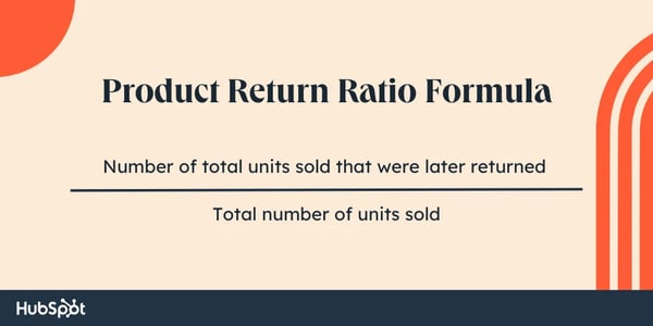 Customer loyalty and retention  Product return ratio formula: number of units sold that were later returned divided by total number of units sold