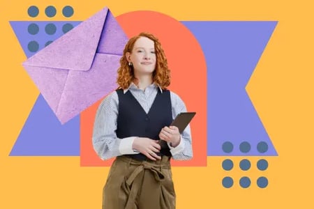  woman creates sales prospecting email examples for her team