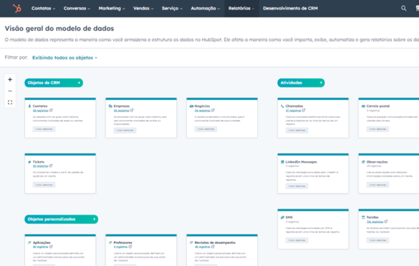 captura de tela com a personalização de CRM com o CRM Inteligente da HubSpot