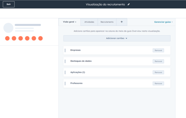 captura de tela com a personalização de CRM com o CRM Inteligente da HubSpot