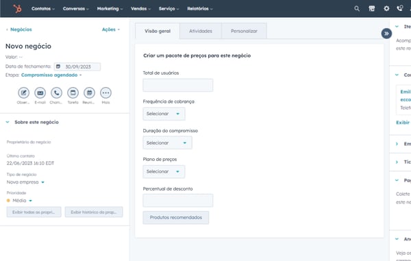 captura de tela com a personalização de CRM com o CRM Inteligente da HubSpot