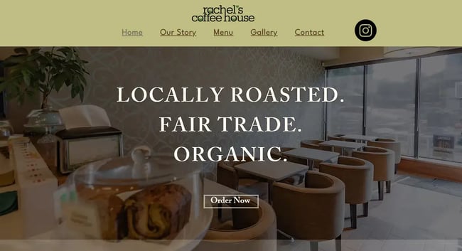 rachel��s coffee house coffee shop website page