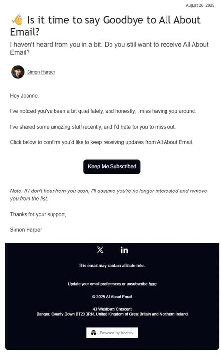 Return e-mail from everything via email