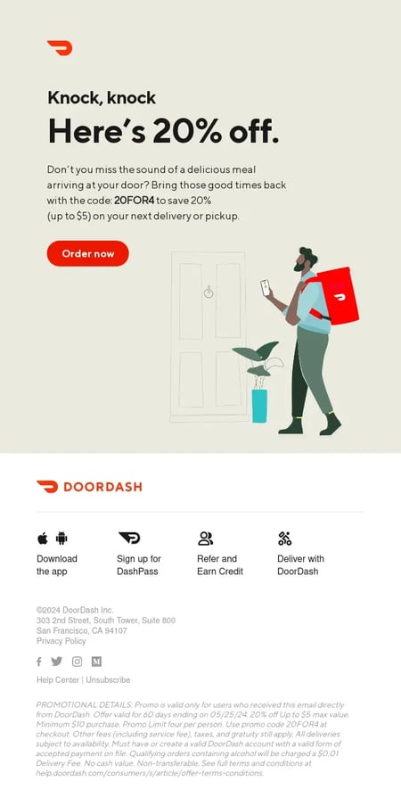 Return email from Doordash