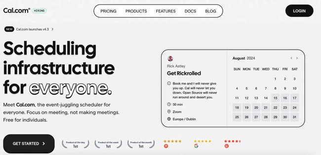 react js website example, cal.com