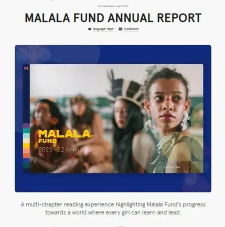 react website example, malala fund annual report