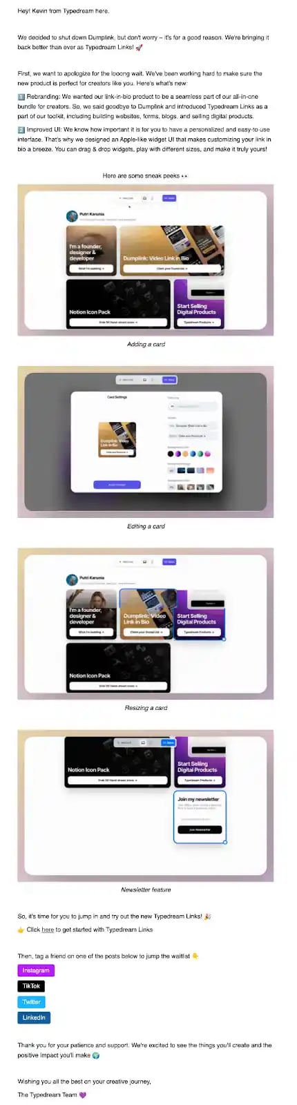 Rebranding Announcement Email Examples - Typedream