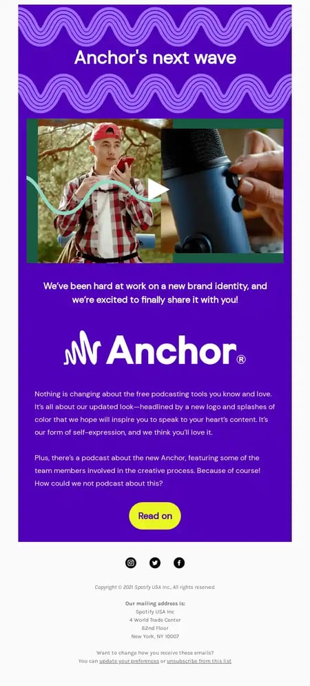 Rebranding Announcement Email Examples - Anchor