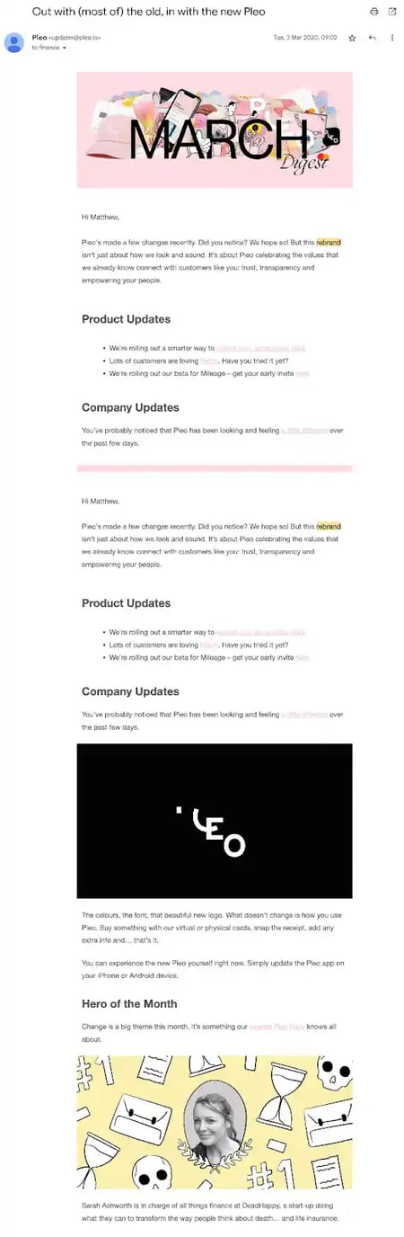 Rebranding Announcement Email Examples - Pleo