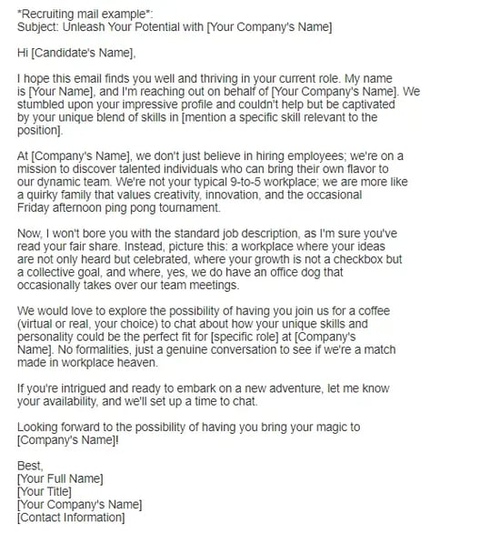 Acuity Training Sample - Best Recruiting Emails