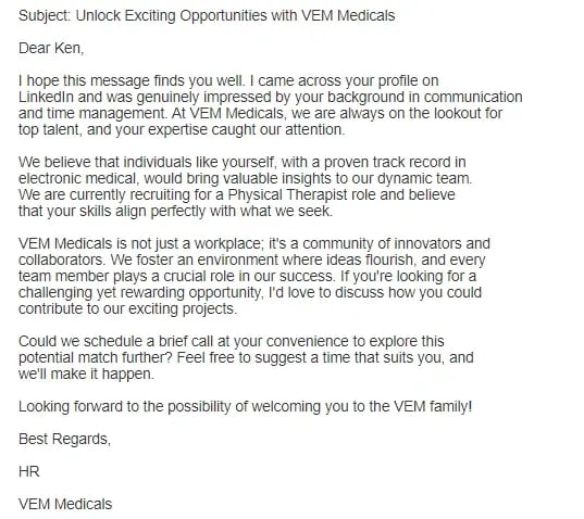 Physical Therapist Email - Best Recruiting Emails